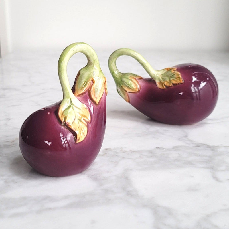 Vintage Fitz & Floyd Eggplant Salt & Pepper Holder Set