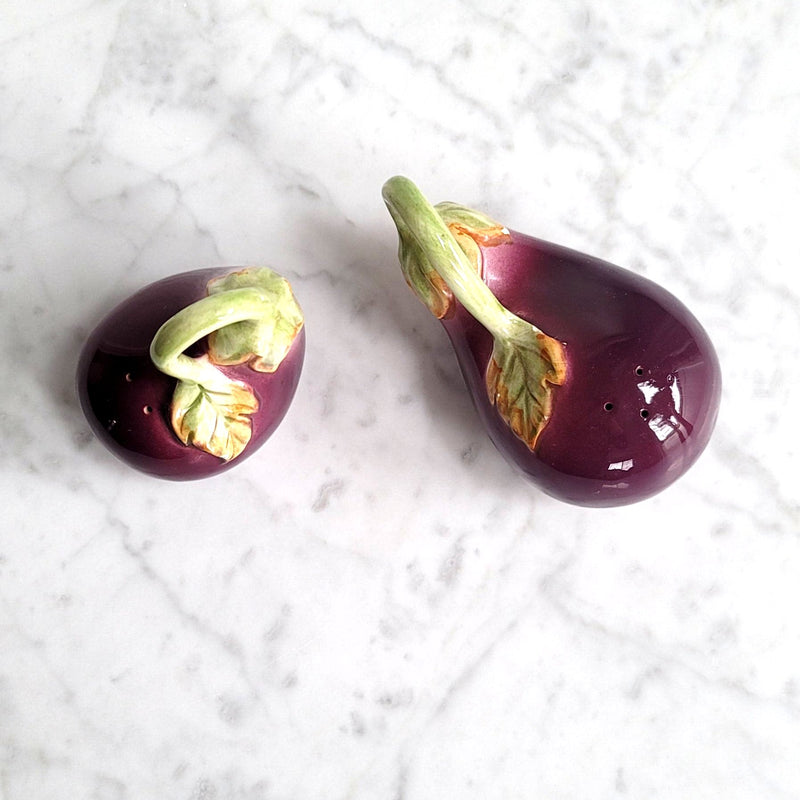Vintage Fitz & Floyd Eggplant Salt & Pepper Holder Set