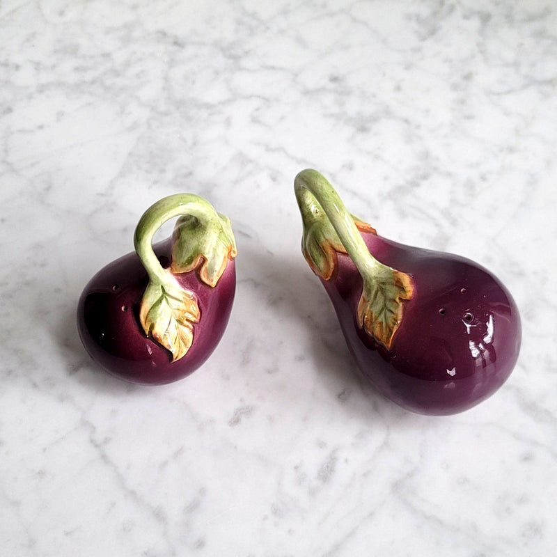Vintage Fitz & Floyd Eggplant Salt & Pepper Holder Set