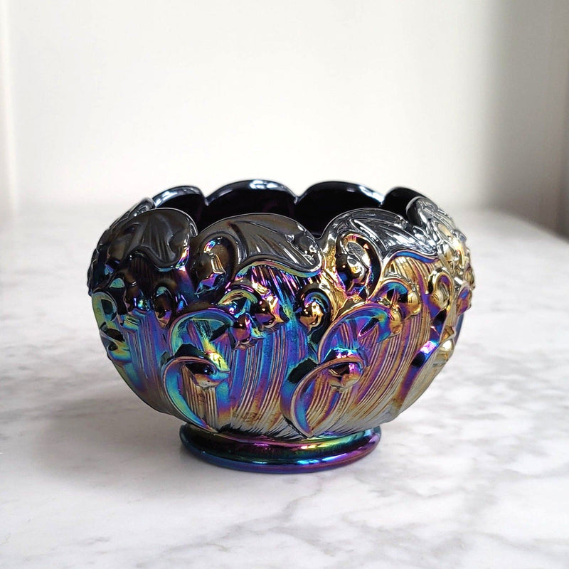 Vintage Black Carnival Glass Candy Dish