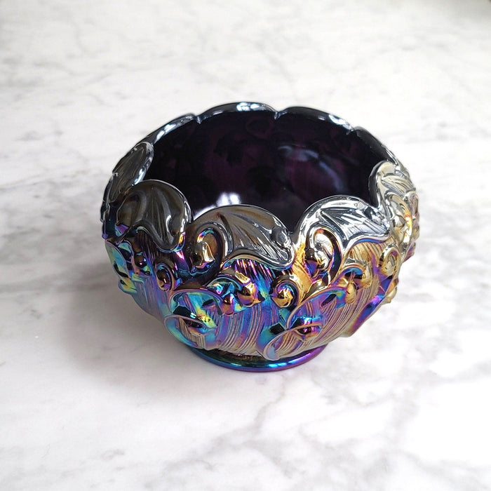 Vintage Black Carnival Glass Candy Dish