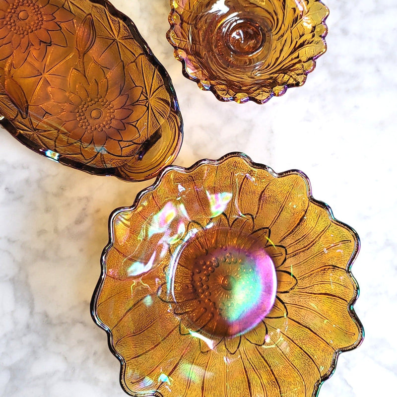 Vintage Marigold Sunflower Carnival Dish