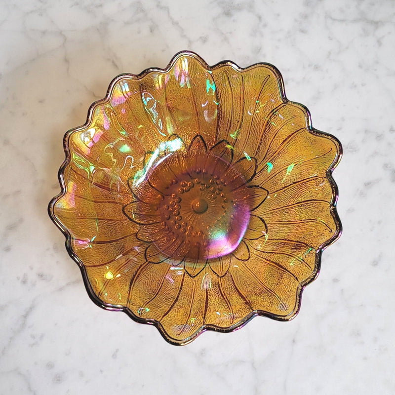 Vintage Marigold Sunflower Carnival Dish