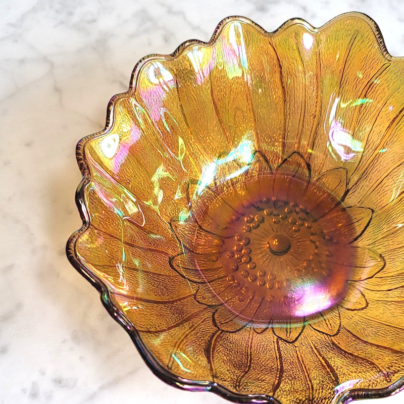 Vintage Marigold Sunflower Carnival Dish