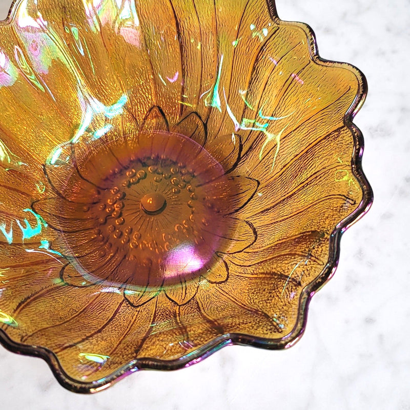 Vintage Marigold Sunflower Carnival Dish