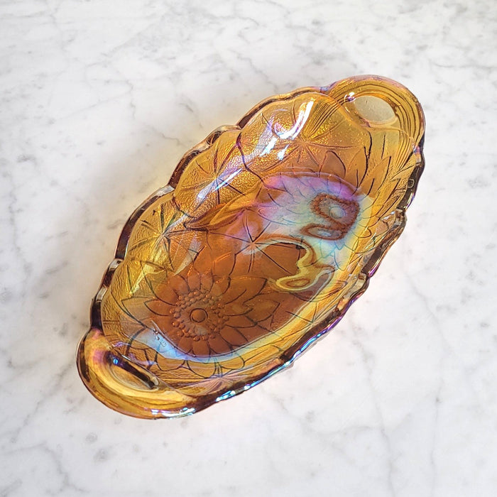 Vintage Marigold Sunflower Carnival Candy Dish