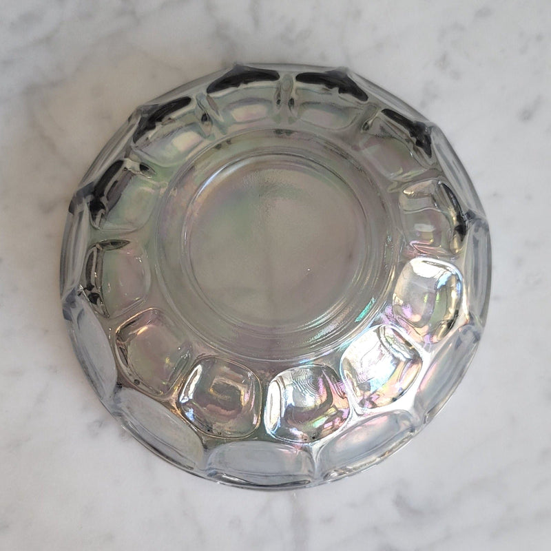 Vintage Federal Iridescent Smoke Grey Carnival Glass Candy Dish