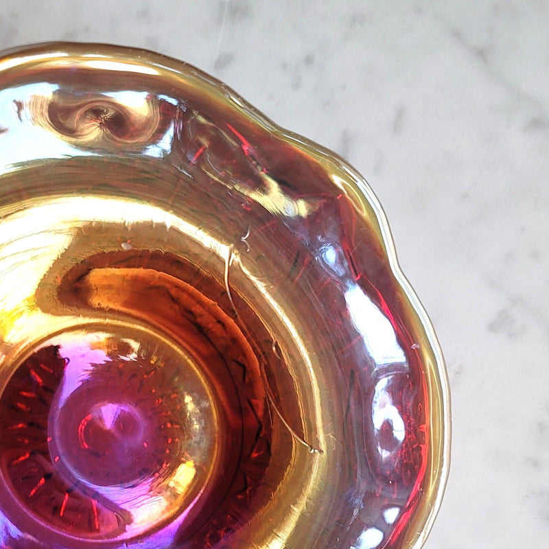 Vintage Carnival Glass Candy Dish Set