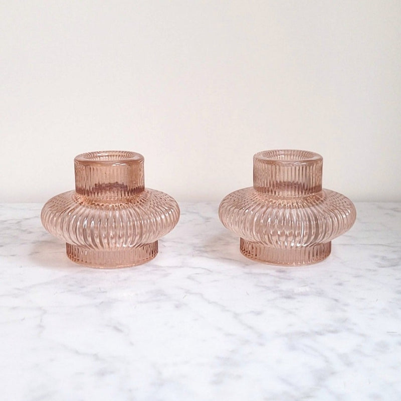 Vintage Rose Pink Candle Holders