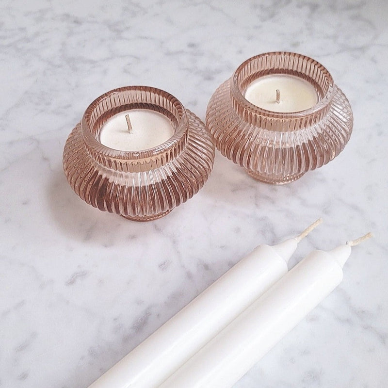 Vintage Rose Pink Candle Holders