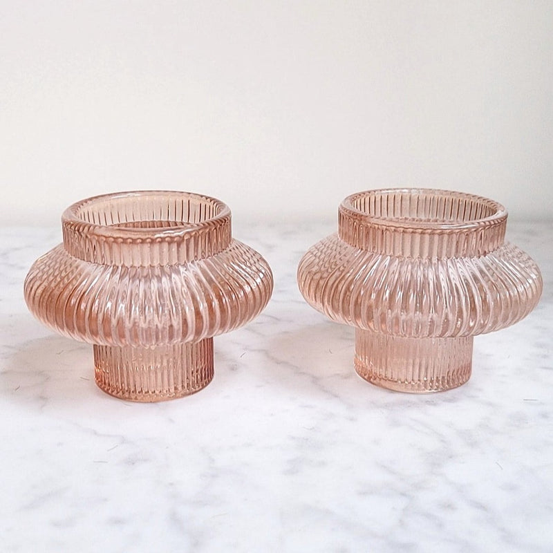 Vintage Rose Pink Candle Holders
