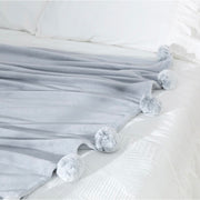 Soft Grey Fleece Pom Pom Throw - [Home_Williams]