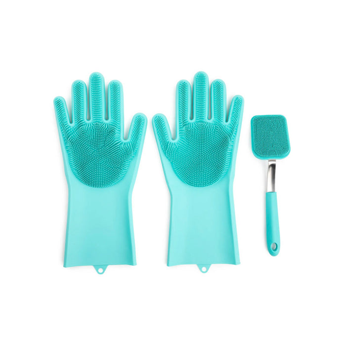 Silicone Cleaning Gloves + Brush Set - [Home_Williams]