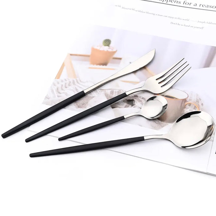 Stainless Steel & Enamel Flatware, Set of 24 - [Home_Williams]