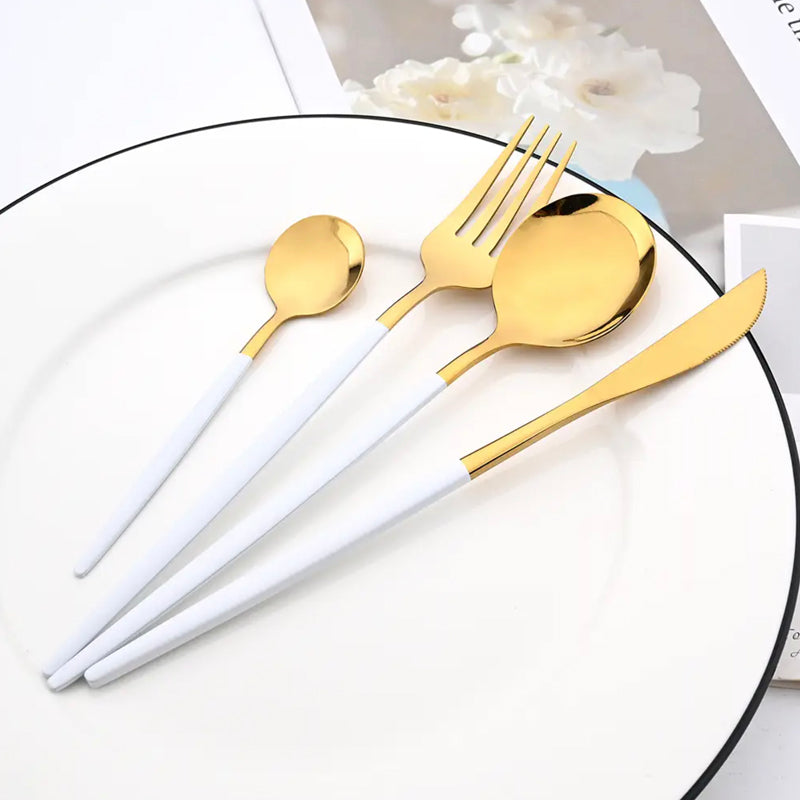 Stainless Steel & Enamel Flatware, Set of 16 - [Home_Williams]
