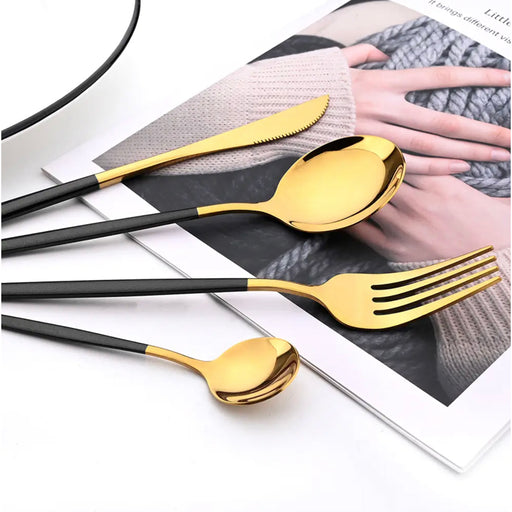 Stainless Steel & Enamel Flatware, Set of 16 - [Home_Williams]