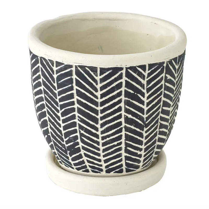 Cement Herringbone Planter - [Home_Williams]