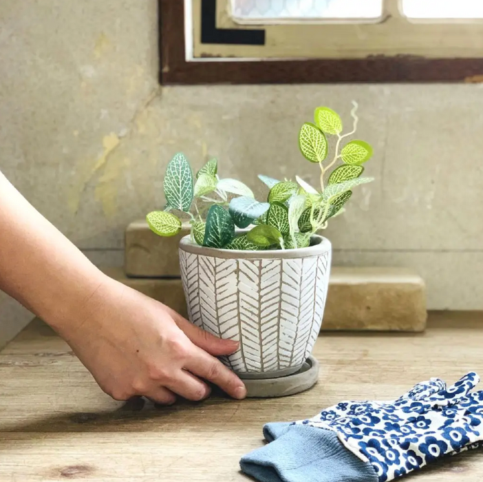 Cement Herringbone Planter - [Home_Williams]