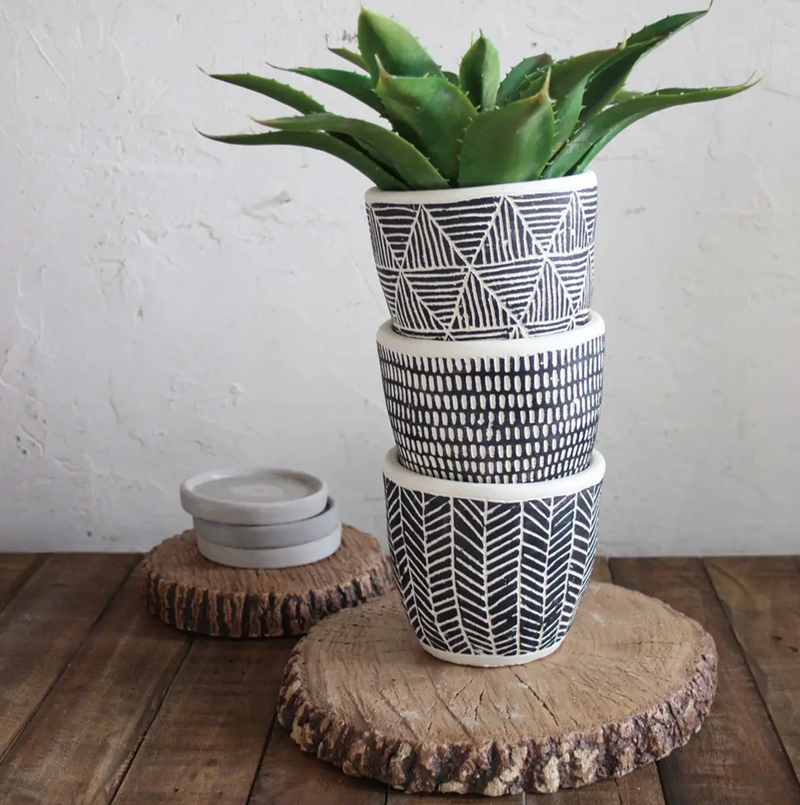Cement Herringbone Planter - [Home_Williams]