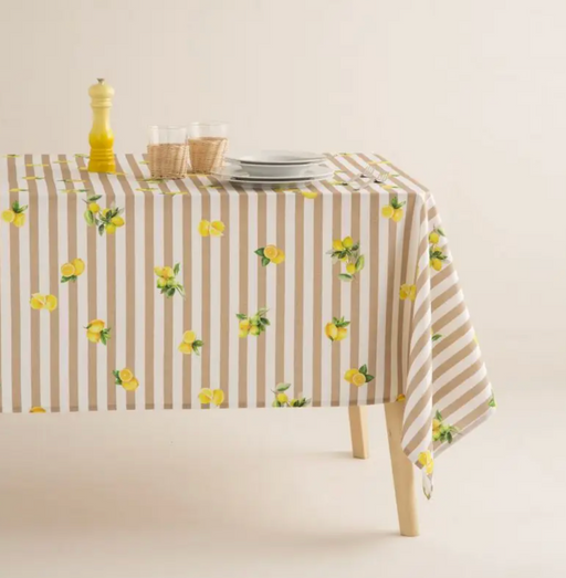 Striped Lemon Tablecloth - [Home_Williams]