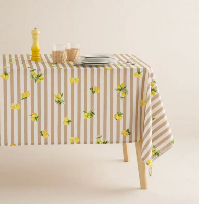 Striped Lemon Tablecloth - [Home_Williams]