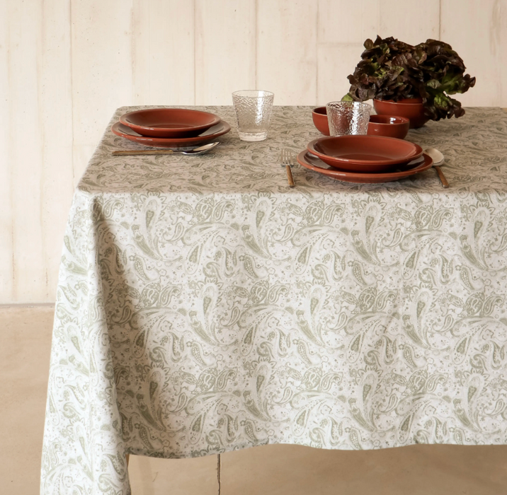 Paisley Vintage Green Tablecloth - [Home_Williams]