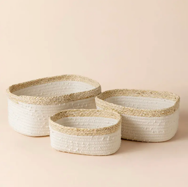 Natural Cotton Rope Storage Baskets, Set of 3