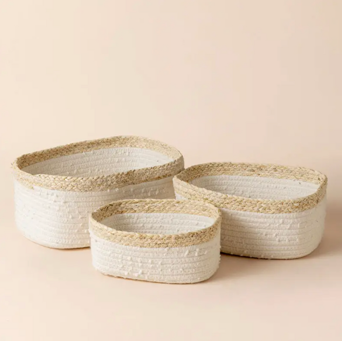 Natural Cotton Rope Storage Baskets, Set of 3