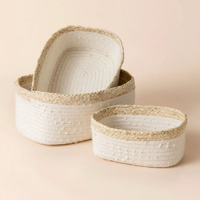 Natural Cotton Rope Storage Baskets, Set of 3