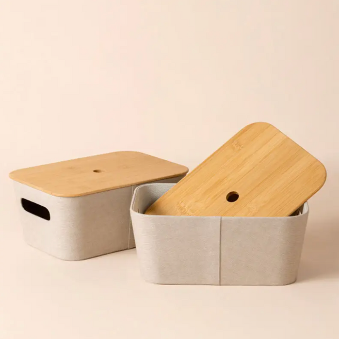 Bamboo Storage Bins, Set of 2