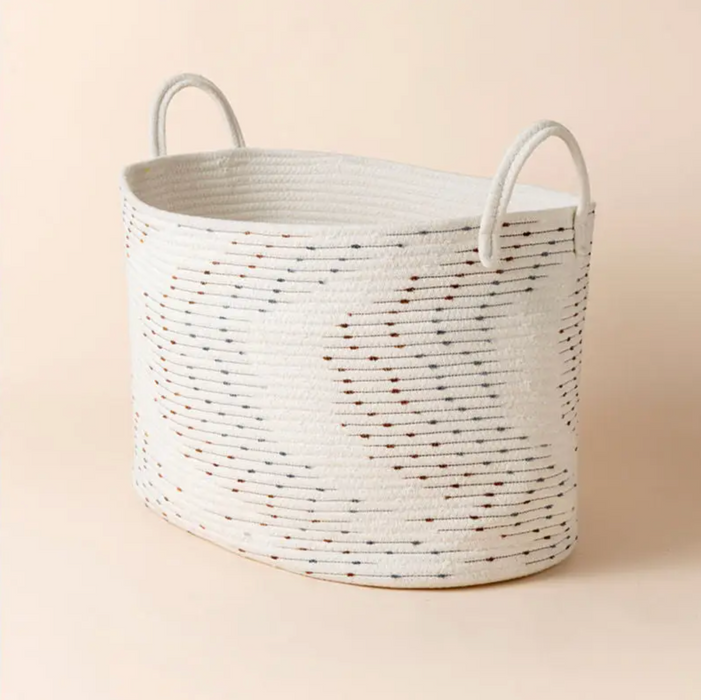 Dotted Cotton Laundry Basket