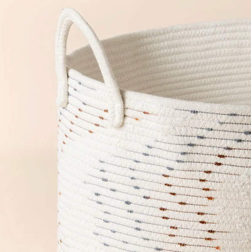 Dotted Cotton Laundry Basket