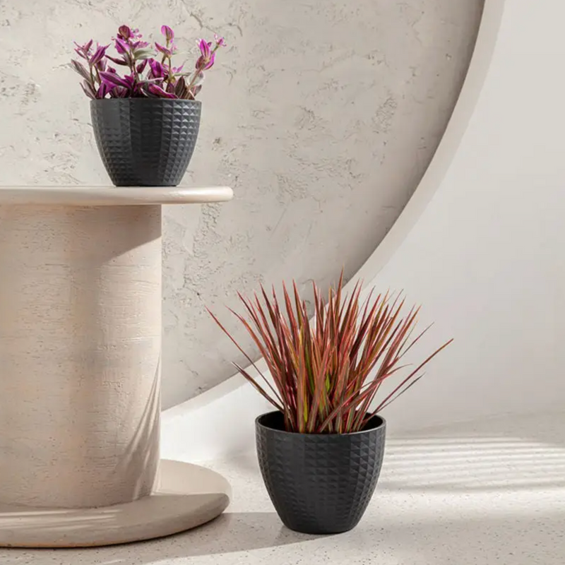 Pavin Matte Black Planters, Set of 2