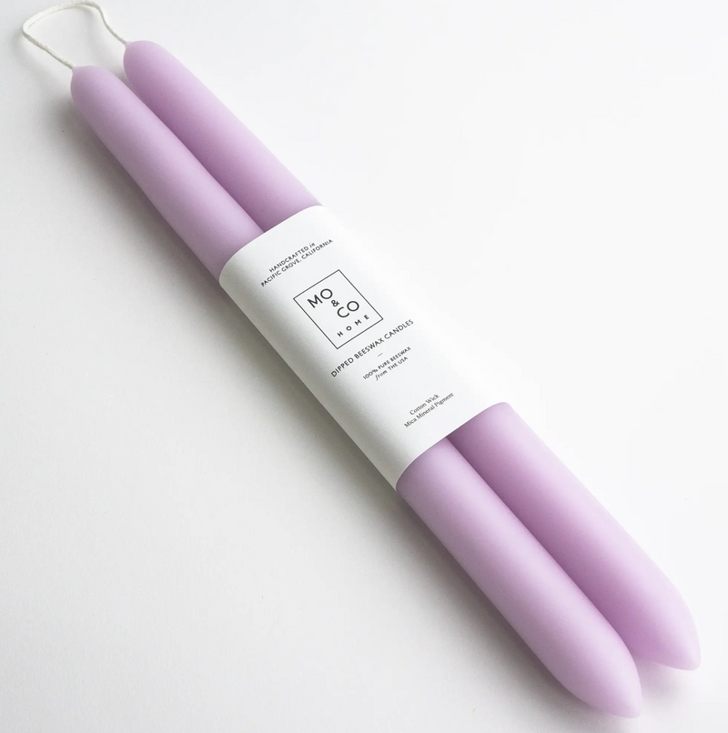 Lilac Purple Dipped Candles, Set of 2