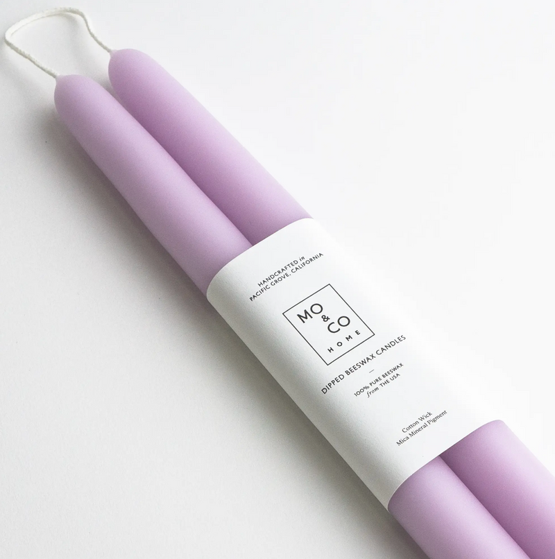 Lilac Purple Dipped Candles, Set of 2