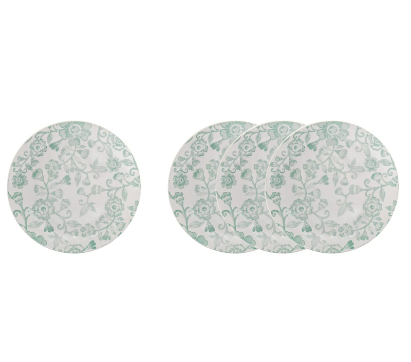 Dusty Floral Plates, Set of 4