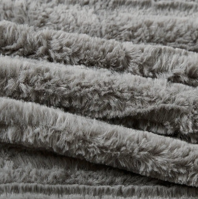 3 Piece Faux Fur Check Comforter Set