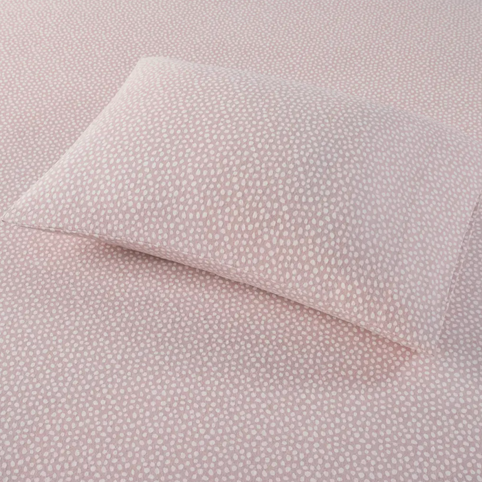 Flannel Pink Dotted Sheet Set