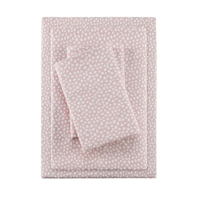 Flannel Pink Dotted Sheet Set