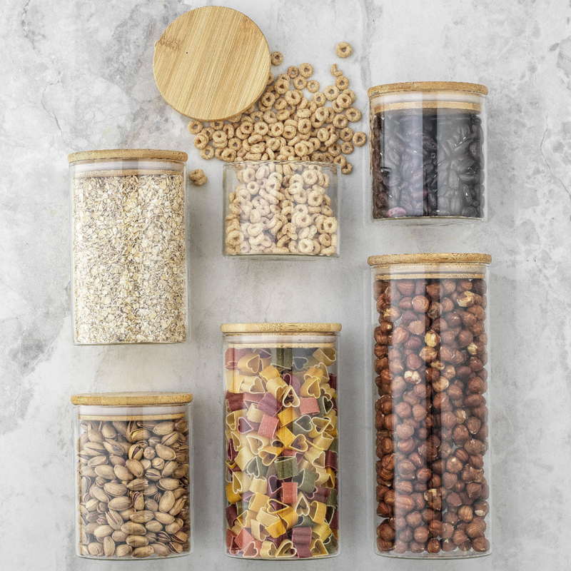 Glass Canisters, Set of 6