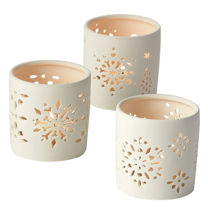 White Snowflake Votives Set of 3