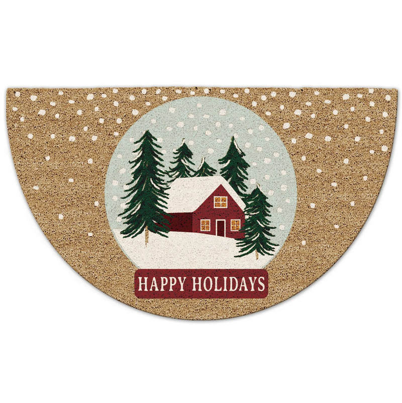 Happy Holidays Snowglobe Doormat