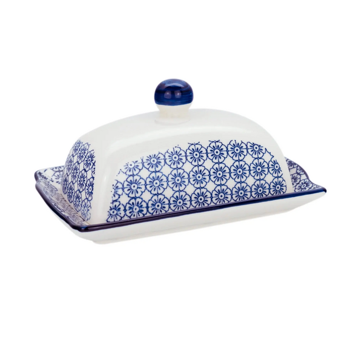 Blue Floral Butter Dish