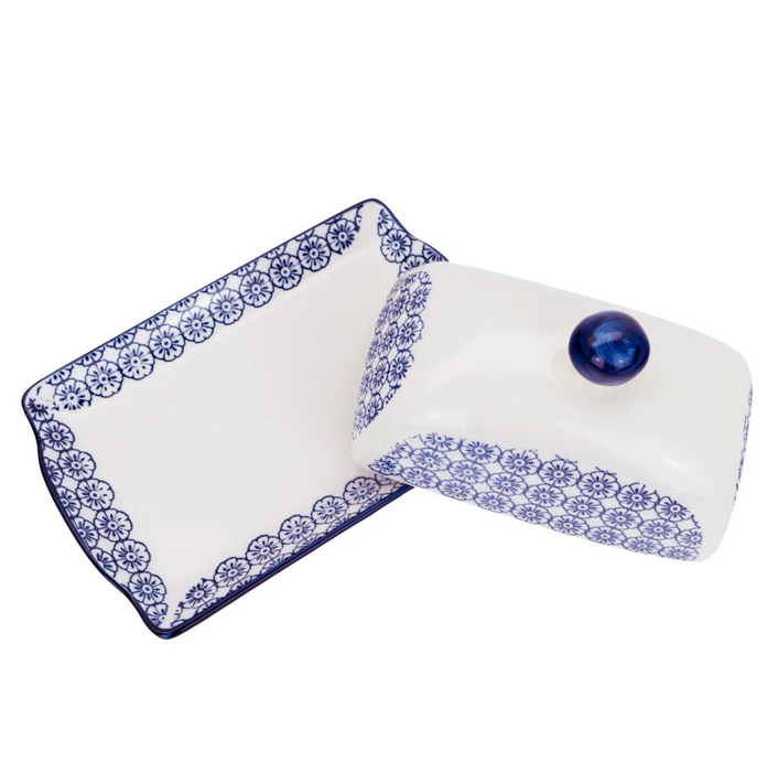 Blue Floral Butter Dish