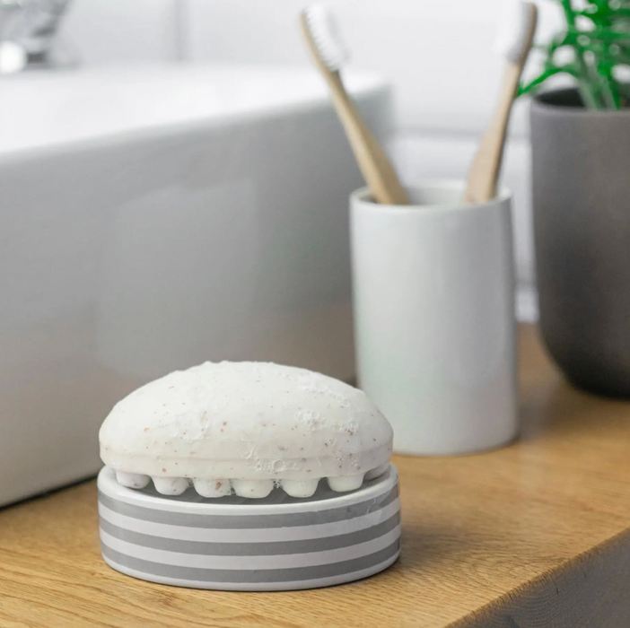 Grey Stripe Soap Dish