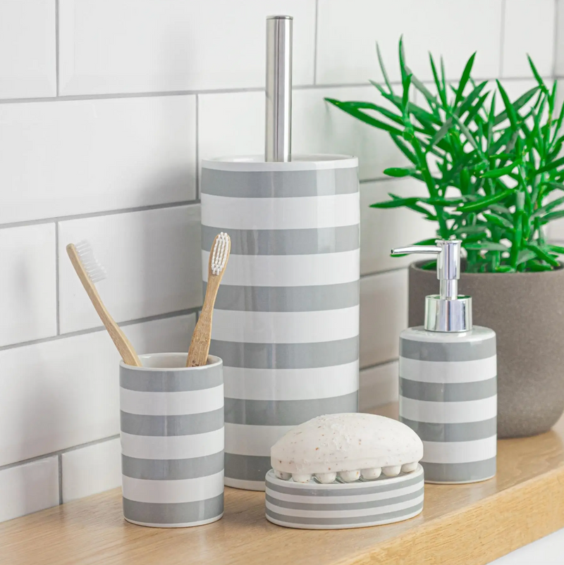 Grey Stripe Soap Dish