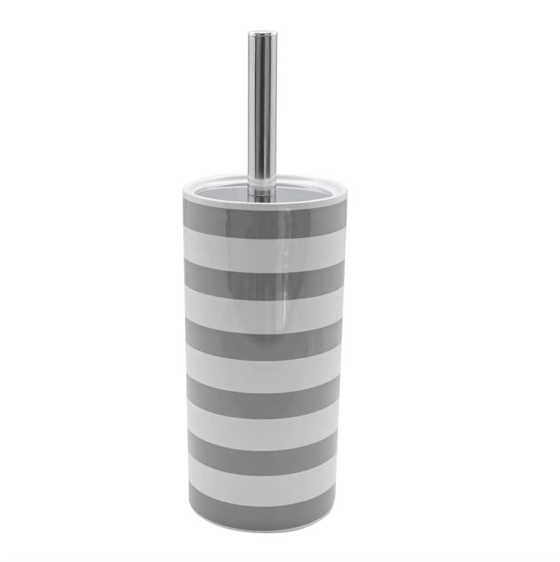 Grey Stripe Toilet Brush & Holder