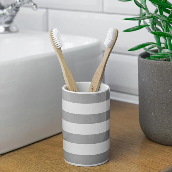 Grey Stripe Toothbrush Tumbler