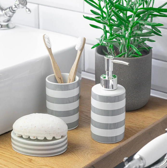 Grey Stripe Toothbrush Tumbler