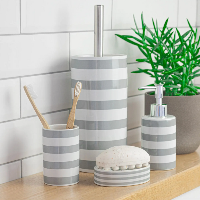 Grey Stripe Toothbrush Tumbler